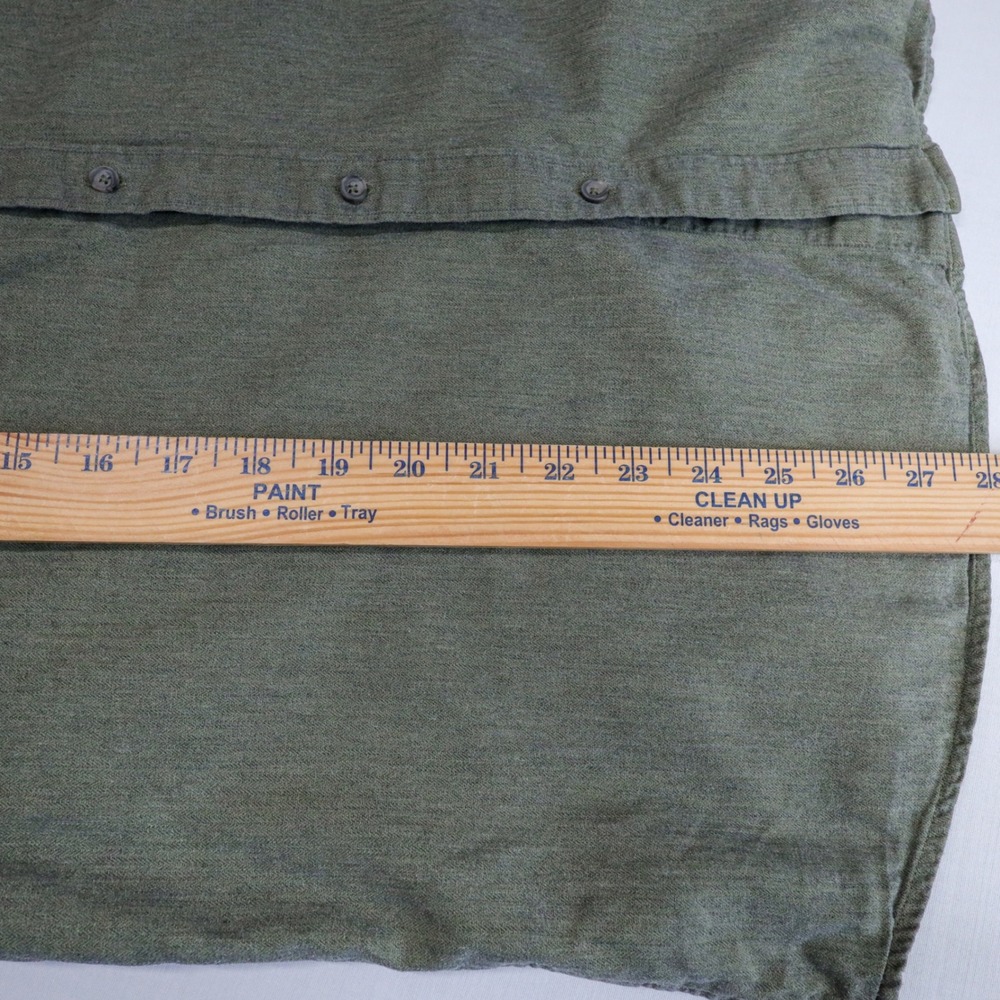 Massimo Dutti Button Down Shirt Mens Medium Olive Green Herringbone Cotton Long - Picture 12 of 13